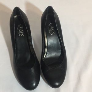 Chaps black court shoe block heels